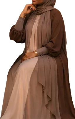 Colorblock Umbrella abaya (coffee blend)
