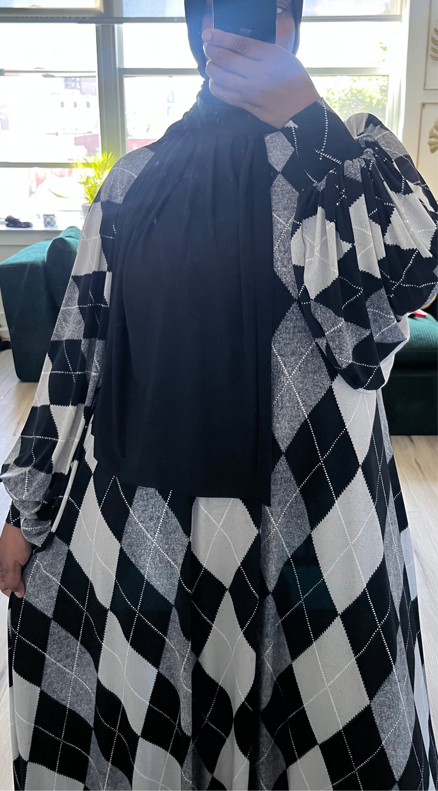 Plaid princess cut Abaya