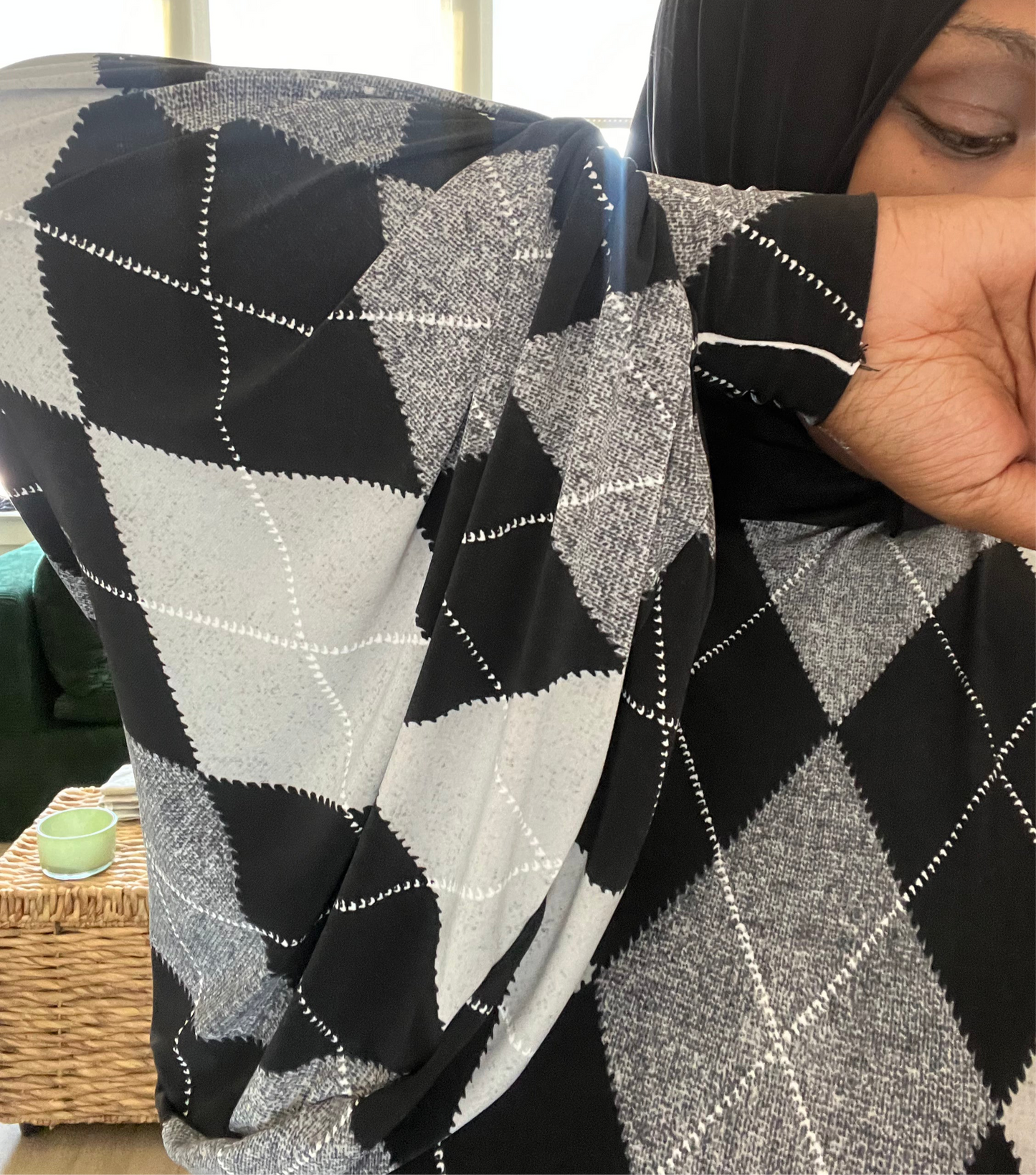 Plaid princess cut Abaya