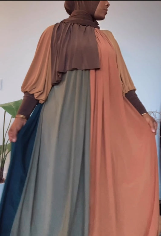 Colorblock Umbrella abaya (fall flow)