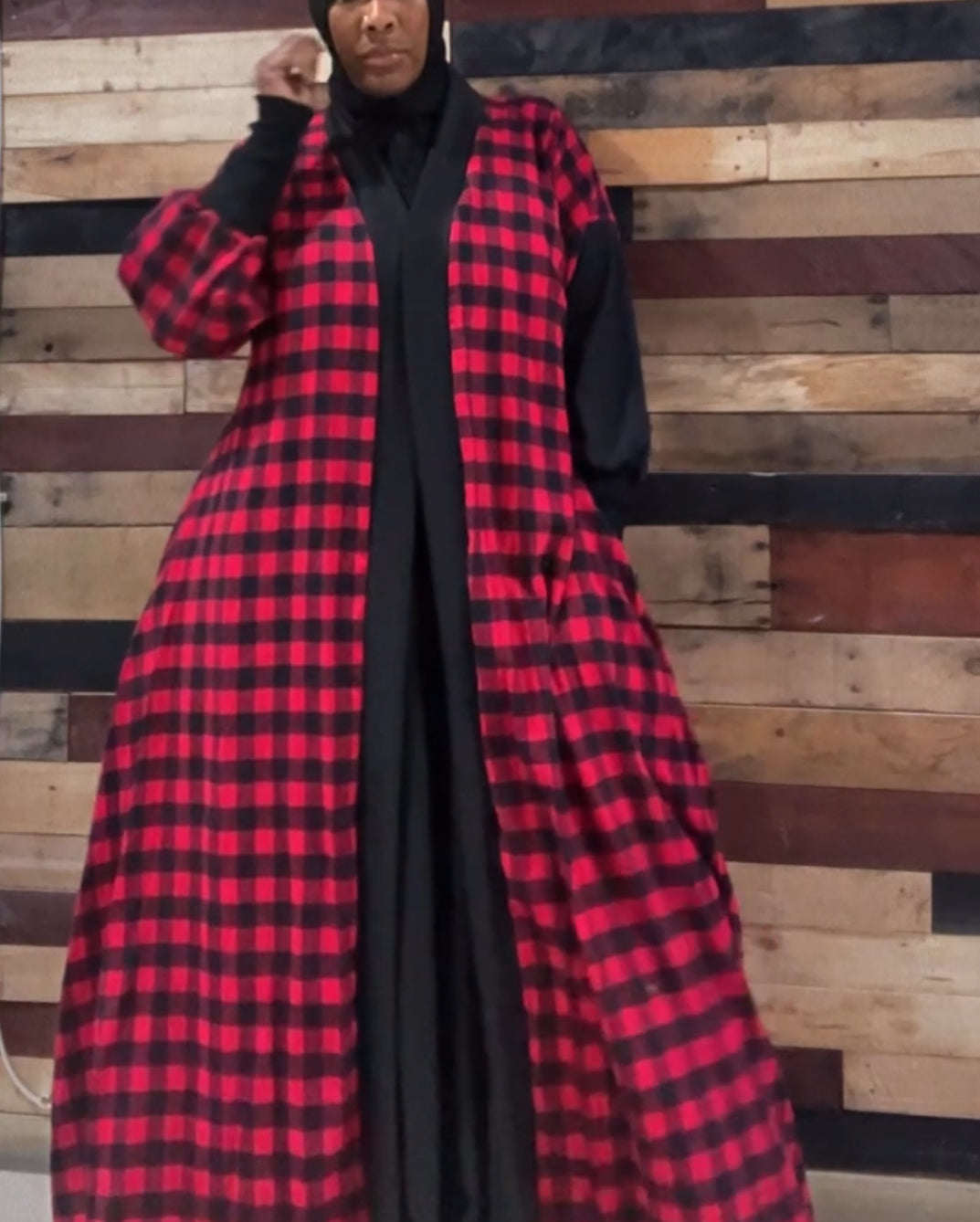 Checked shirt duster