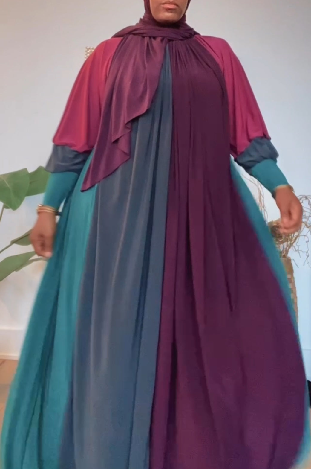 Colorblock Umbrella abaya
