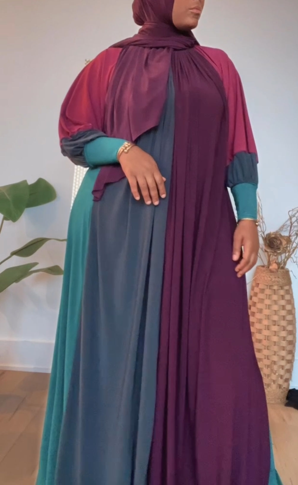 Colorblock Umbrella abaya