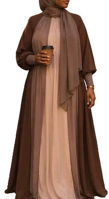 Colorblock Umbrella abaya (coffee blend)