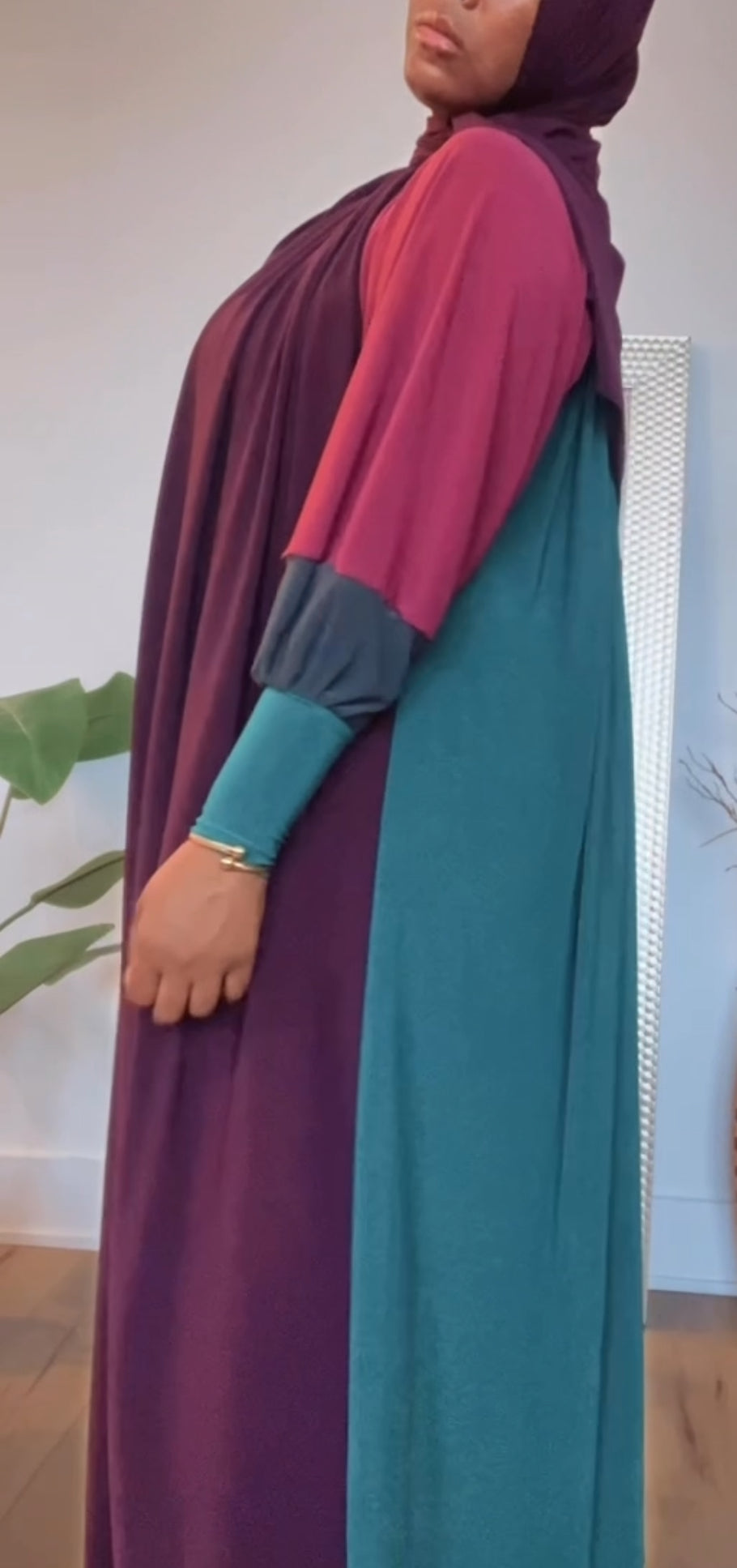 Colorblock Umbrella abaya