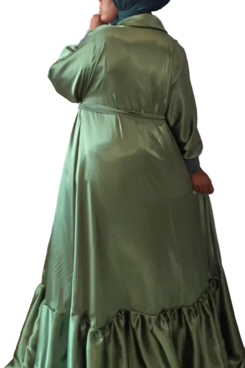 Satin umbrella duster w pleats