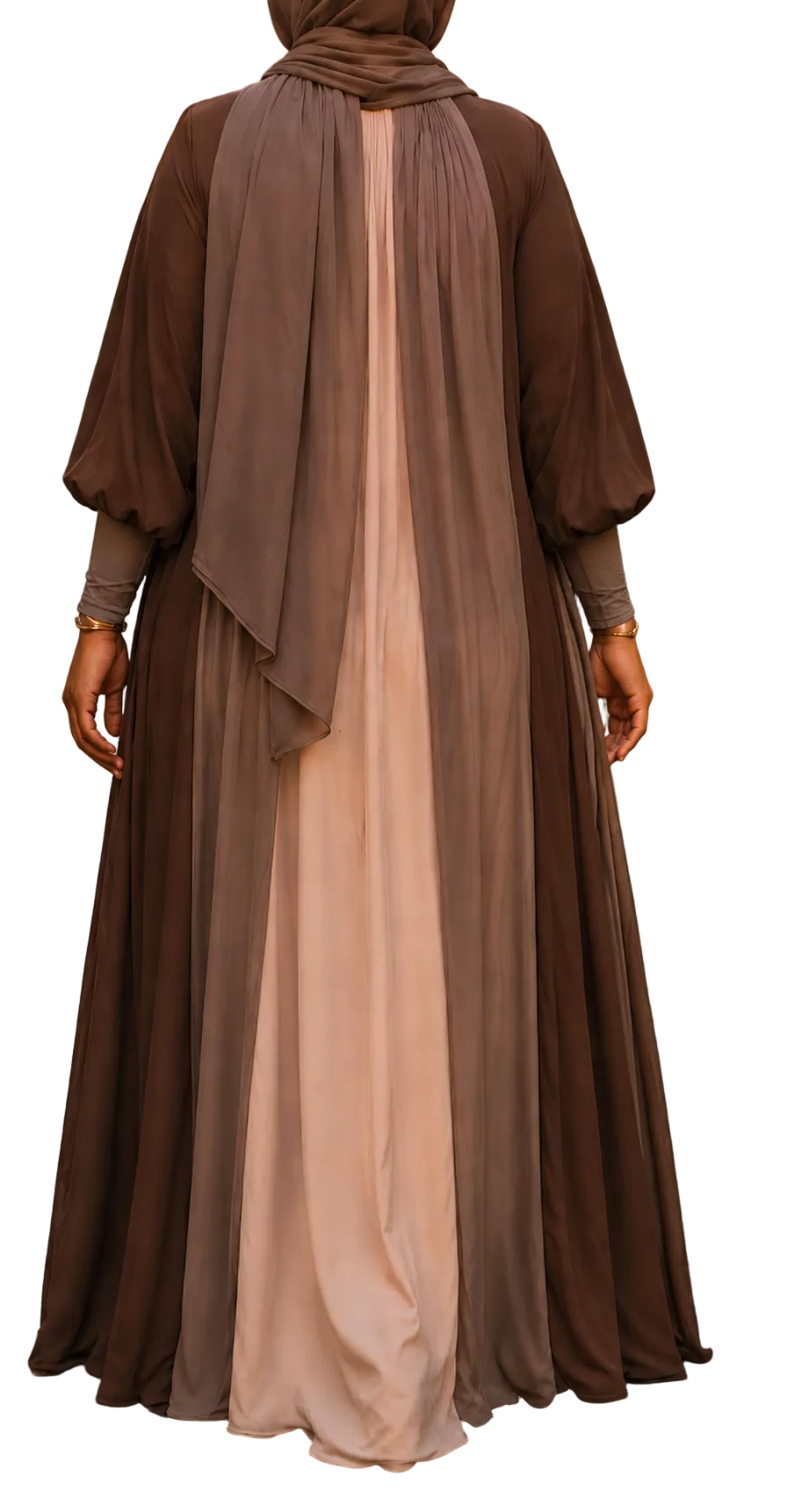 Colorblock Umbrella abaya (coffee blend)